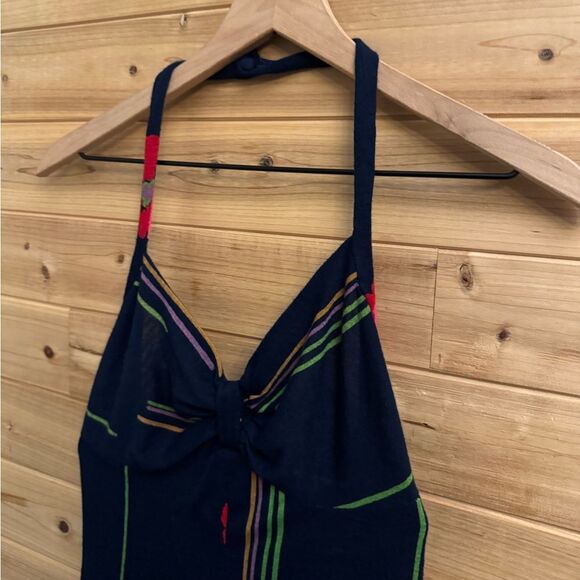 VNTG 1970 Young Innocent Sz XS Poppy Colorful Halter Maxi Babydoll Dress Set - Picture 4 of 13